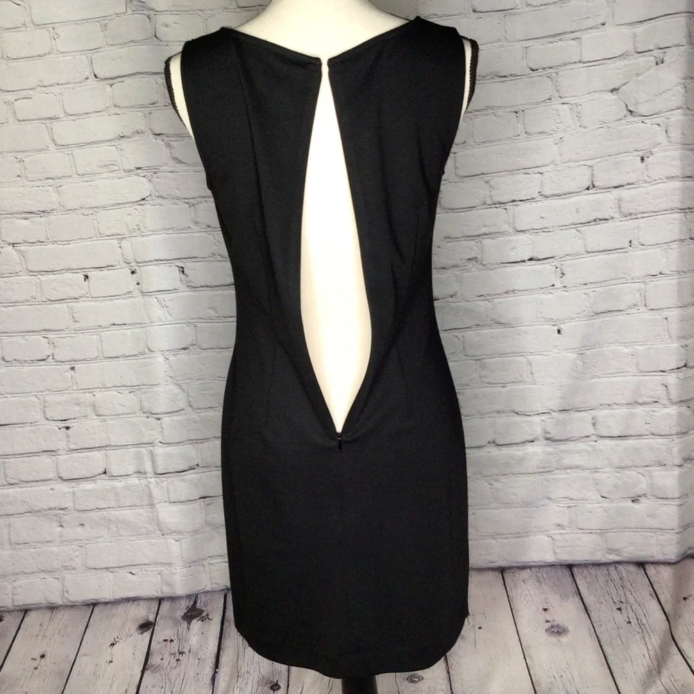 Banana Republic Factory Black Sleeveless Body Contour Dress Front Keyhole 2 NWT